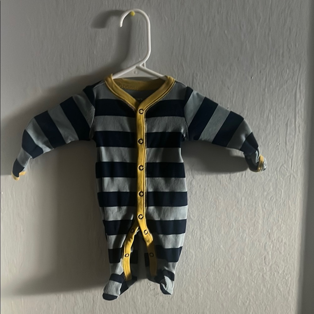 Striped Navy and Yellow Kids One Piece